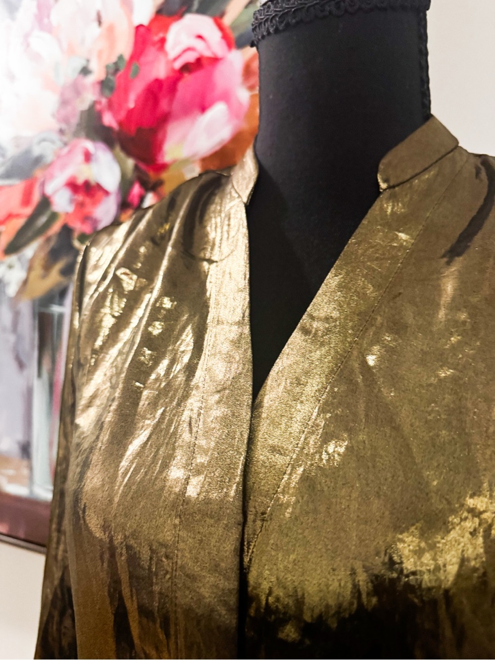 Express Metallic Gold Open-Front Blouse